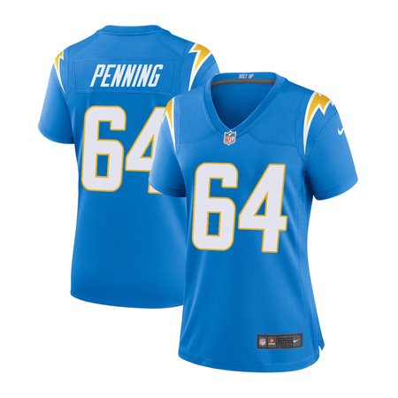 Women's Los Angeles Chargers #64 Trevor Penning Blue Game Jersey