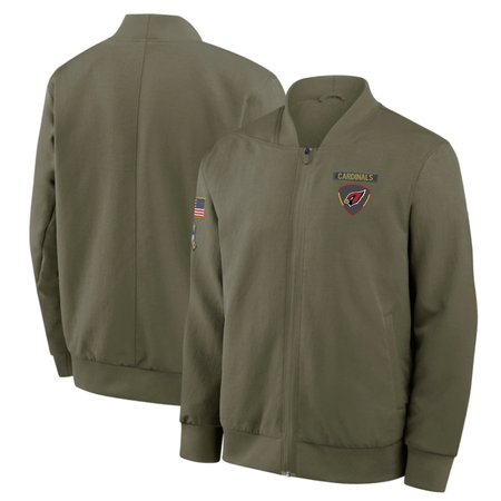 Men's Arizona Cardinals Olive 2025 Salute to Service Sideline Full-Zip Bomber Jacket