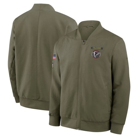 Men's Atlanta Falcons Olive 2025 Salute to Service Sideline Full-Zip Bomber Jacket