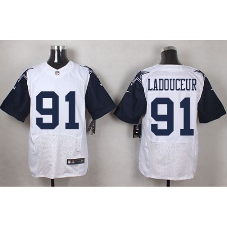 Nike Cowboys #91 L. P. Ladouceur White Men's Stitched NFL Elite Rush Jersey