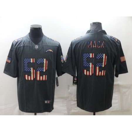 Men's Los Angeles Chargers #52 Khalil Mack Grey Salute To Service USA Flag Stitched Jersey