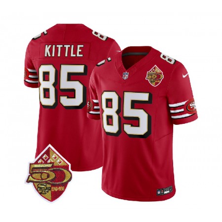 Men's San Francisco 49ers #85 George Kittle Red 2023 F.U.S.E. 50th Patch Throwback Stitched Football Jersey