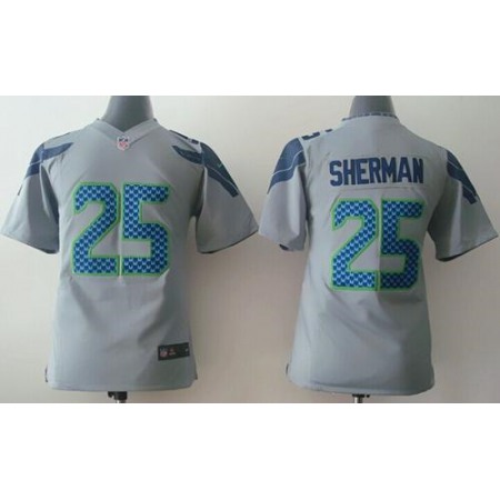 Nike Seahawks #25 Richard Sherman Grey Alternate Youth Stitched NFL Elite Jersey