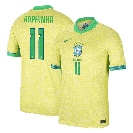 Men's RAPHINHA #11 Brazil Home Replica Soccer Jersey Copa America 2024