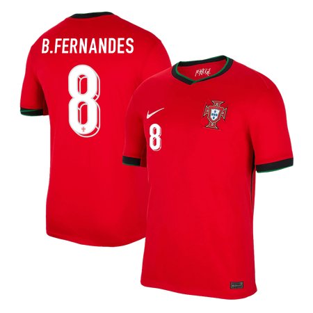 Men's B.FERNANDES #8 Portugal Home Replica Soccer Jersey EURO 2024