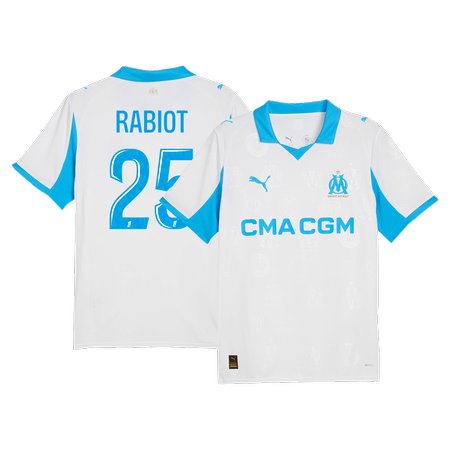 Men's RABIOT #25 Marseille Home Replica Soccer Jersey 2025/26