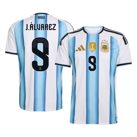 Men's J.ÁLVAREZ #9 Argentina Home Replica Soccer Jersey World Cup 2026