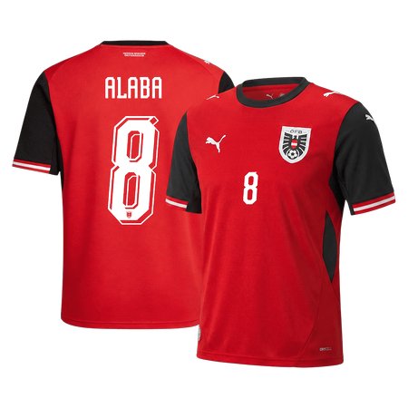 Men's ALABA #8 Austria Home Replica Soccer Jersey World Cup 2026