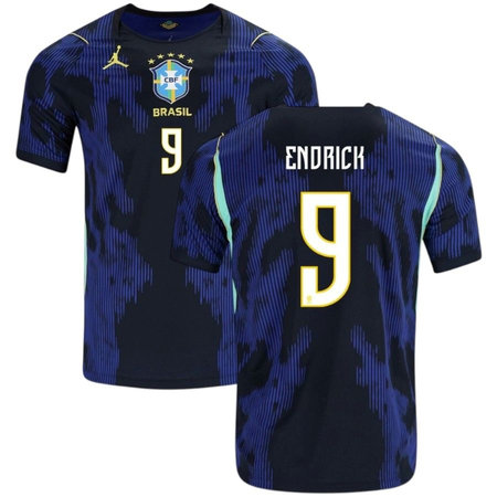 Men's ENDRICK #9 Brazil Away Replica Jersey World Cup 2026