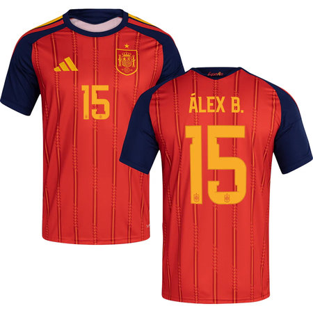 Kid's ÁLEX B. #15 Spain Home Replica Jersey World Cup 2026